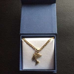 14k gold mariner link necklace w/ 14k gold charm